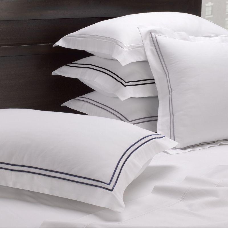 Elegant White Cotton Percale Full/Queen Duvet Set with Satin Stitching