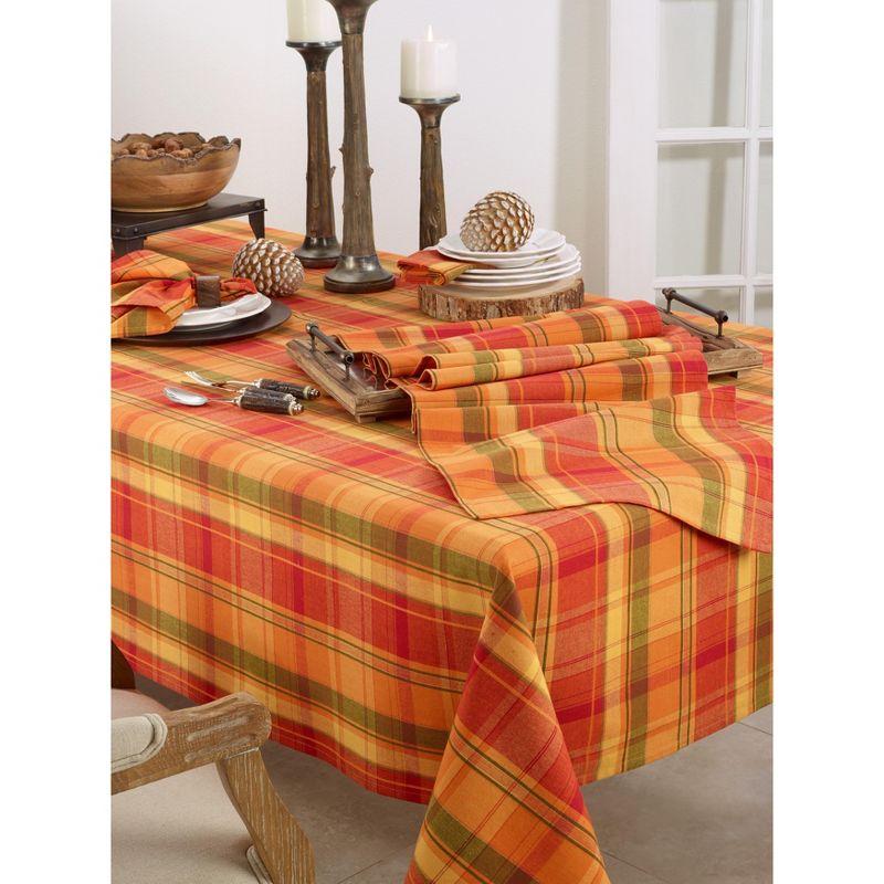 Harvest Plaid Cotton Fall Tablecloth in Warm Colors