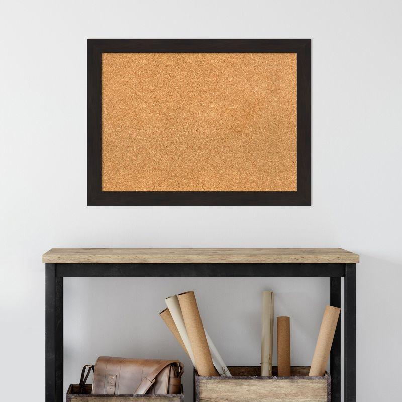 Amanti Art Furniture Espresso Narrow Framed Corkboard, Natural Cork