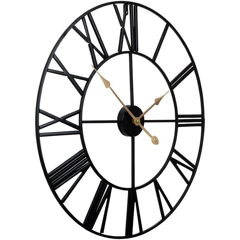 Oversized Black Metal Roman Numeral Wall Clock