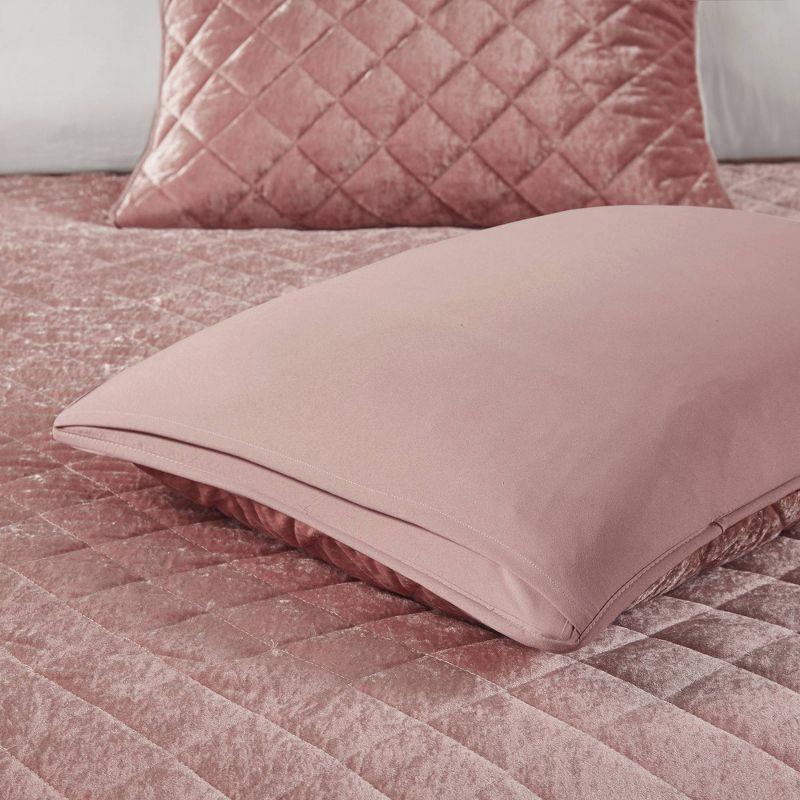 Blush Full Velvet Quilt Set with Shams