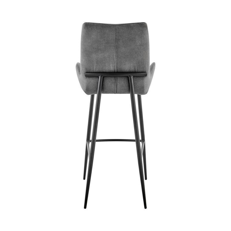 26" Panama Counter Height Barstool with Fabric Finish Black/Charcoal - Armen Living: Metal Frame, Square Upholstered Seat