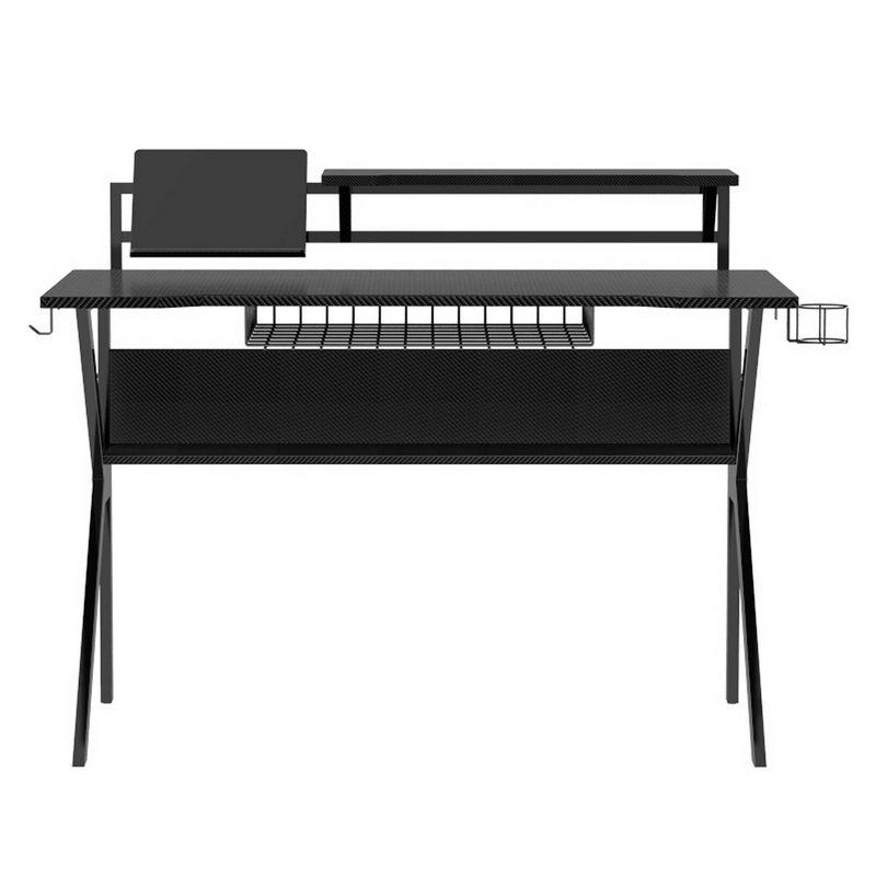 PVC Coated Ergonomic Gaming Desk with Open Storage Shelf & K-Shape Legs - The Urban Port