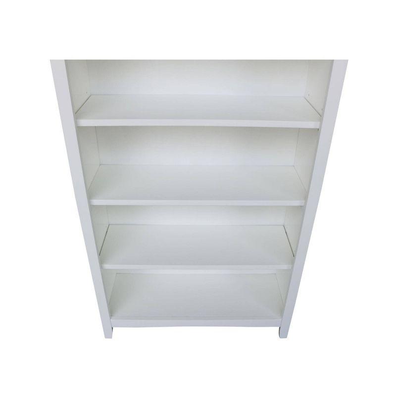 Transitional Solid Hardwood 60" White Shaker Bookshelf