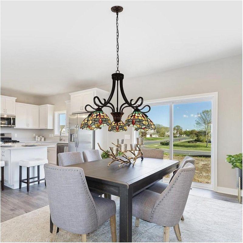 Chloe Lighting Empress Dragonfly Tiffany-Style Dark Bronze 5 Light Large Chandelier 27 Inch Wide