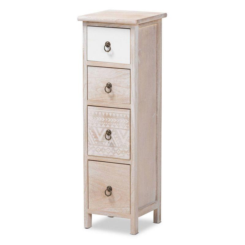 Baxton Studio Seanna Wood 4 Drawer Storage Unit Light Brown: Farmhouse Style Accent Cabinet, No Assembly Required