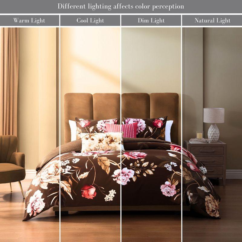 BeBeJan Bebejan Floral Garden on Mocha 100% Cotton 5-Piece Reversible Comforter Set