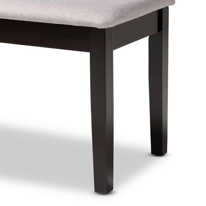 Elegant Dark Brown Wood and Grey Fabric 48" Dining Bench