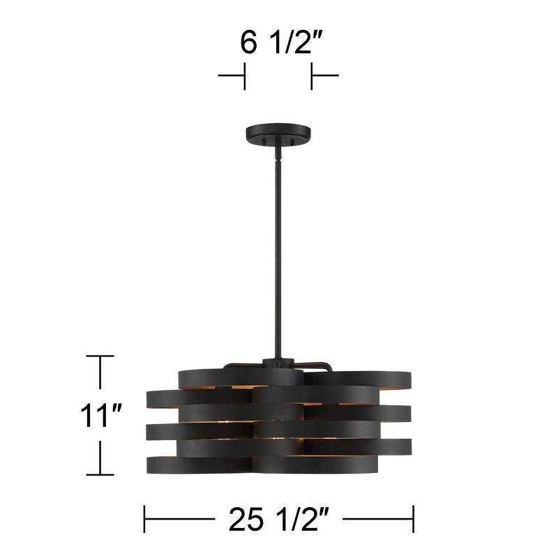 Possini Euro Design Zia Black Gold Chandelier 25 1/2" Wide Modern 6-Light Fixture for Dining Room House Foyer Kitchen Island Entryway Bedroom Home