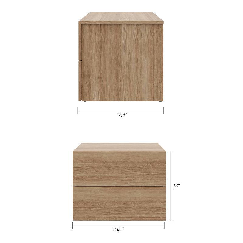 Nexera James 2 Drawers Nightstand Brown Oak: Scandinavian Vibe, Melamine Finish, Metal Slides