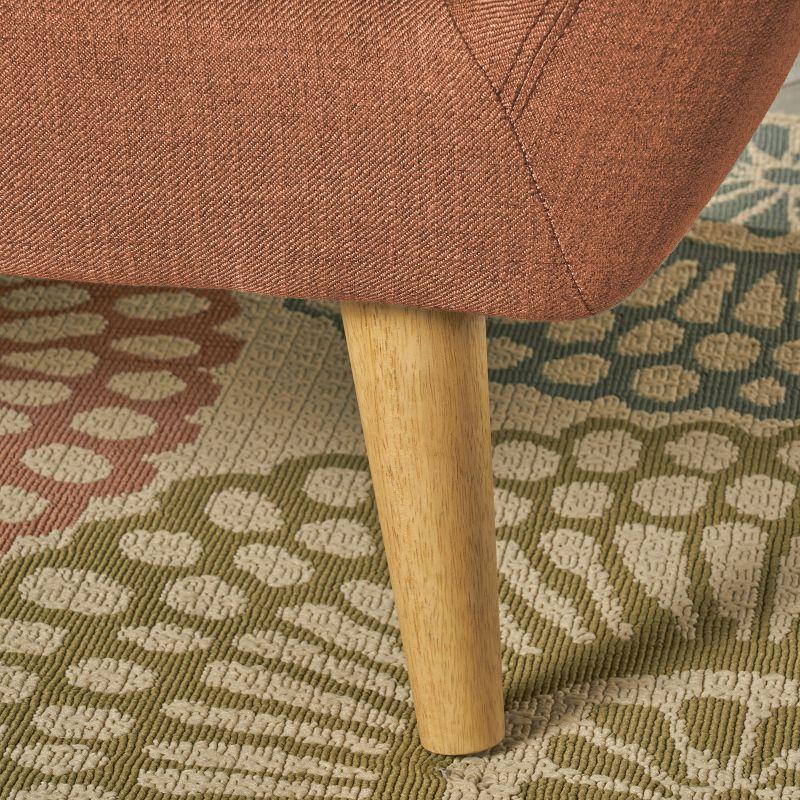 GDFStudio Sheena Mid Century Modern 67.25 " Upholstered Tufted 2 Seater Sofa, Burnt Orange/Natural Oak