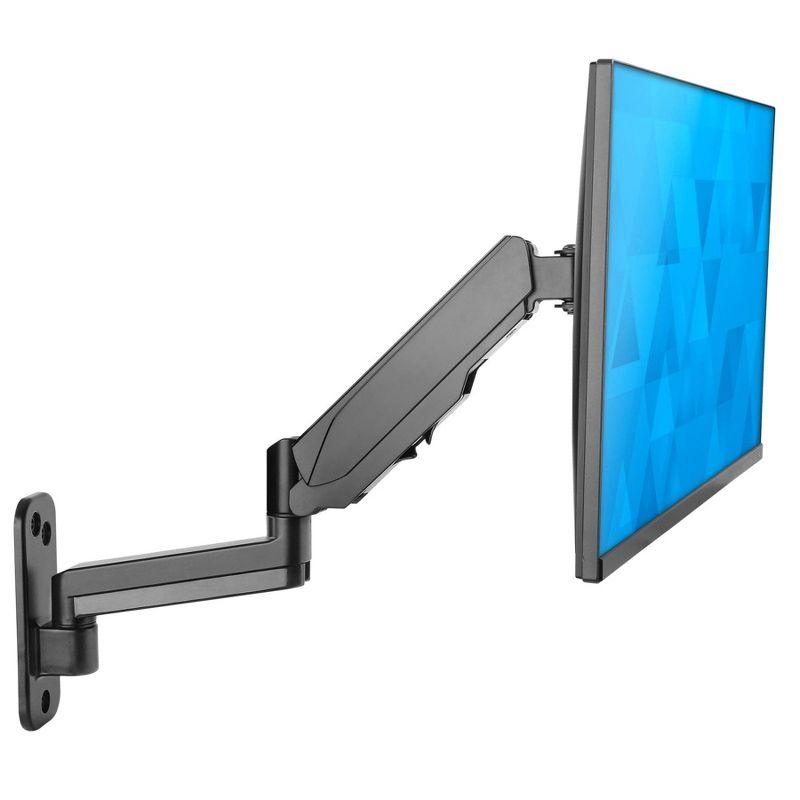 Mount-It! Single Monitor Wall Mount Arm | Height Adjustable Computer Bracket with Full Motion Gas Spring Arms | VESA 75 and 100 | Black