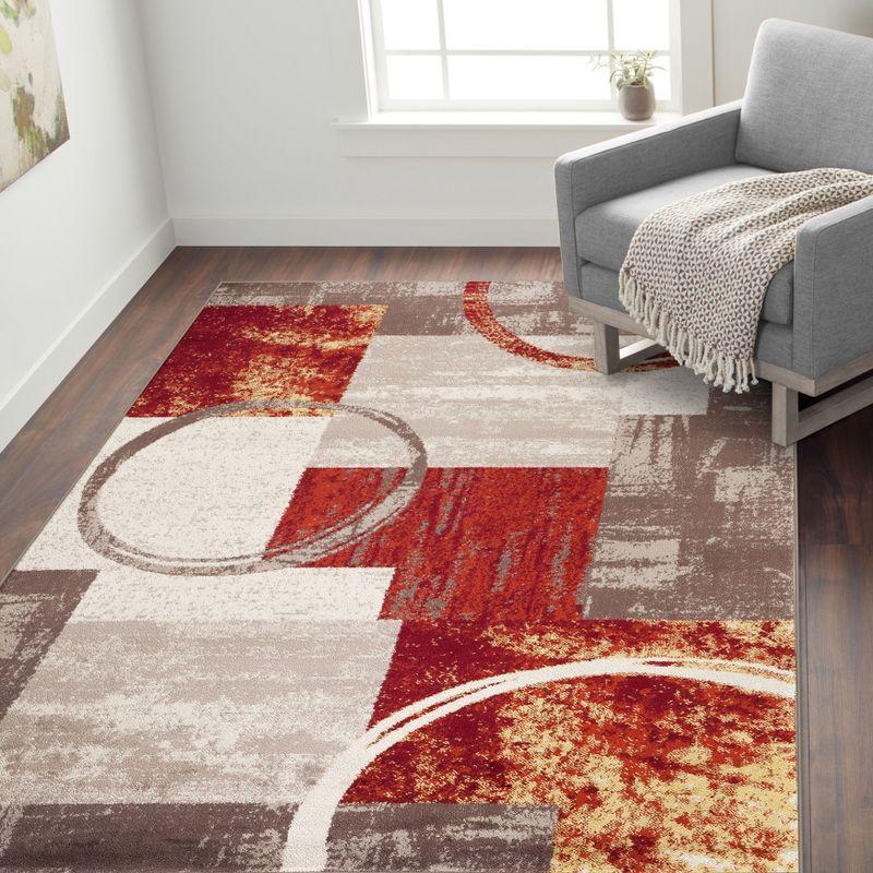 World Rug Gallery Abstract Circle Multi 3'3"x5' Area Rug
