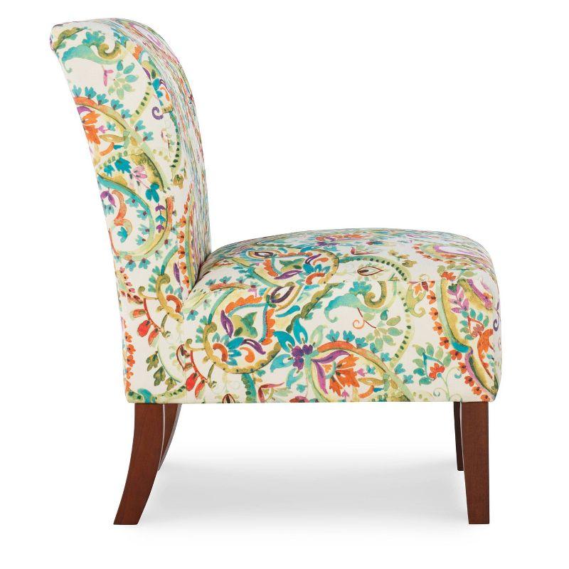 Julie Modern Curved Back Slipper Accent Chair Red - Linon: Paisley Print, Cottage-Chic, Tapered Wooden Legs