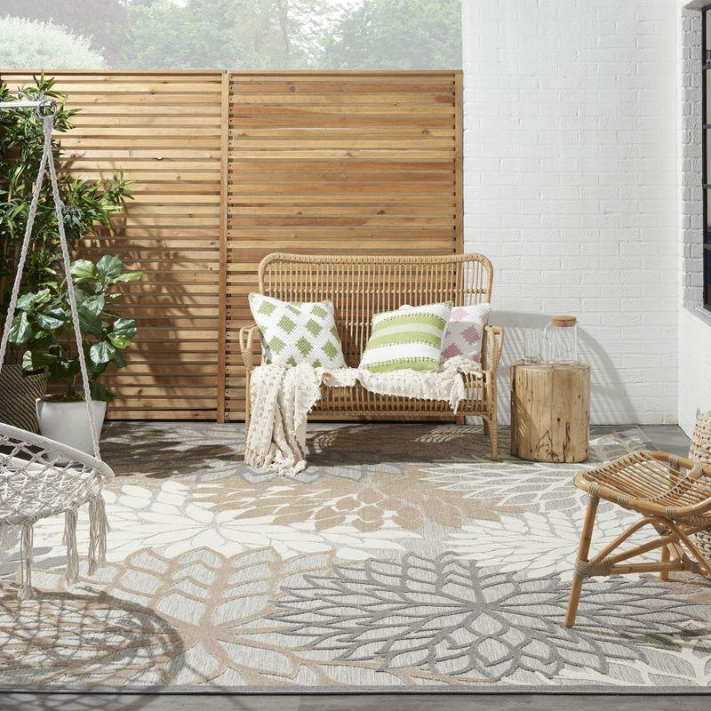 Nourison Aloha Floral Bloom Flatweave High-Low Indoor Outdoor Area Rug Natural 9'6" x 13'