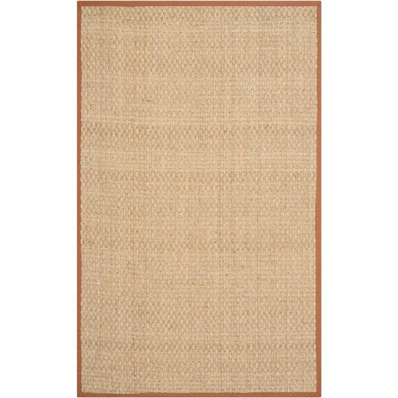 Natural Brown Cotton Border Seagrass Area Rug