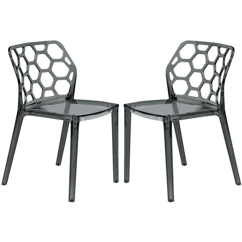 LeisureMod Dynamic Modern Plastic Dining Chair Set of 2 (Transparent Black)