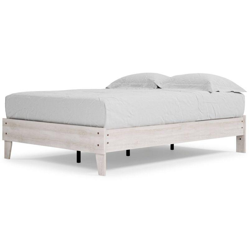 Full Shawburn Platform Bed Whitewash - Signature Design by Ashley: Chic Vintage Casual Style, No Box Spring Needed