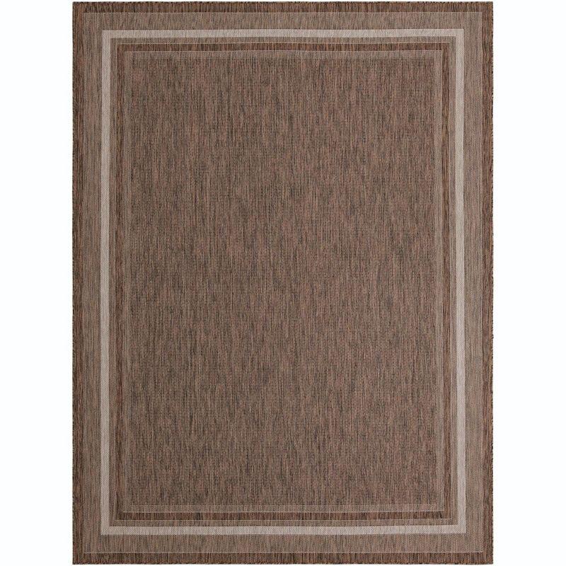 Unique Loom 9' 0 x 12' 0 Rectangle Indoor/Outdoor Border Brown Area Rug