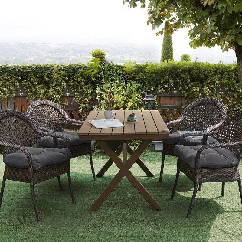 Premium Patio Tufted Outdoor Solid Chair Cushions, 19" x 19"