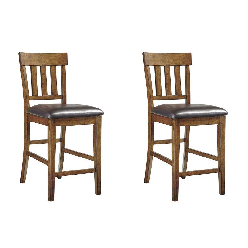 Signature Design by Ashley Ralene Counter Height Upholstered Barstool, Set of 2, Medium Brown