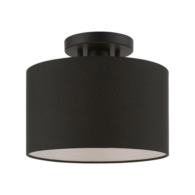 Bainbridge Black Fabric Shade Semi-Flush Drum Light