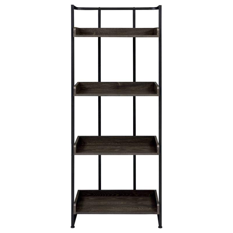 67.5" Ember 4 Shelf Bookcase Dark Oak - Coaster: Modern Industrial Style, Melamine Veneer, Rounded Base