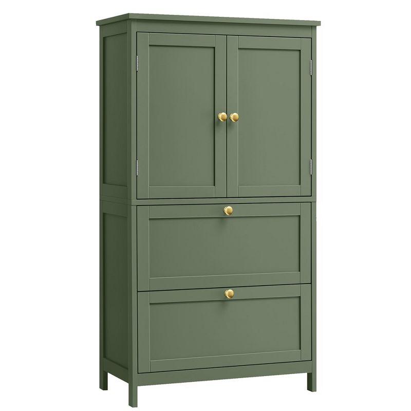 Forest Green MDF Freestanding Storage Cabinet with 2 Drawers and 2 Doors