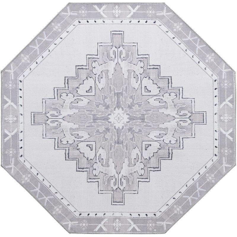 Machine Woven Chenille Area Rug in White Gray