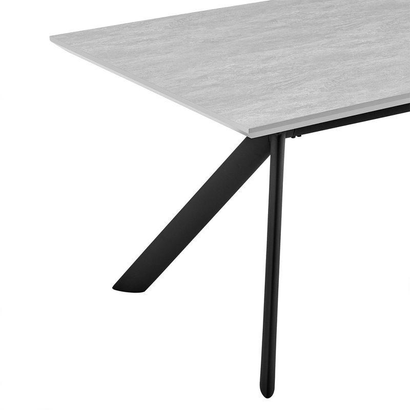 63" Rectangular Margot Top Finish Dining Table Light Gray/Black - Armen Living: 6-Seater, Metal Frame, Non-Extension