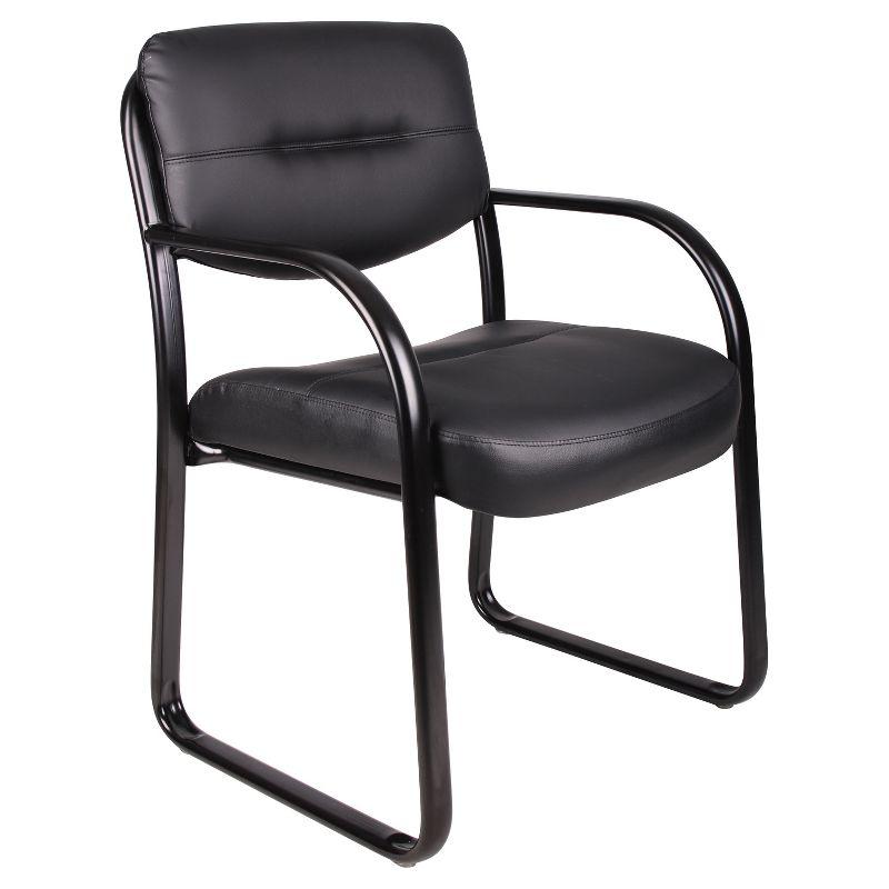 Elegant Black LeatherPlus Guest Chair with Metal Sled Base