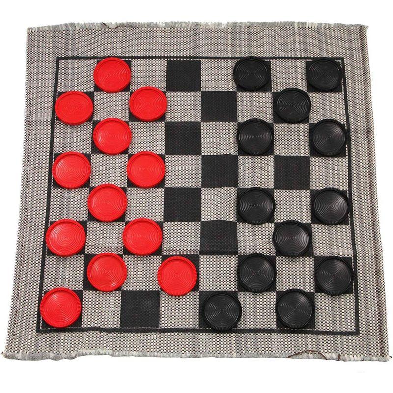 Easy-Care Jumbo Checkers Rug Game with Washable Wool Blend