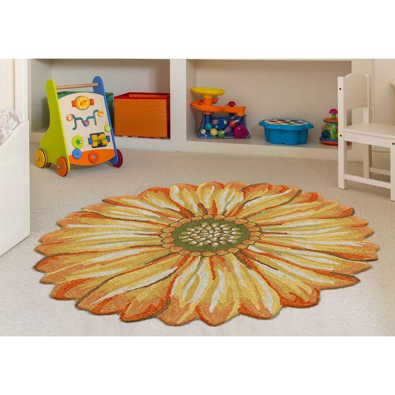 Liora Manne Frontporch Sunflower Indoor/Outdoor Rug Yellow 5' Round