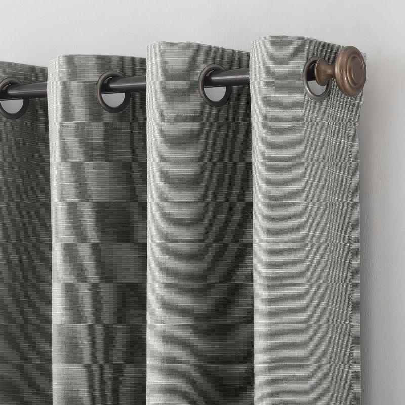 50"x96" Archaeo Total Blackout Textured Linen Blend Grommet Top Curtain Panel Gray: Modern Noise Reduction, Thermal Insulated