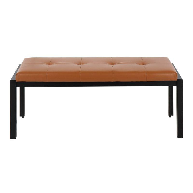 46" Fuji PU Leather/Metal Bench Black/Camel - LumiSource: Upholstered Rectangle, Padded Seat, 500lb Capacity