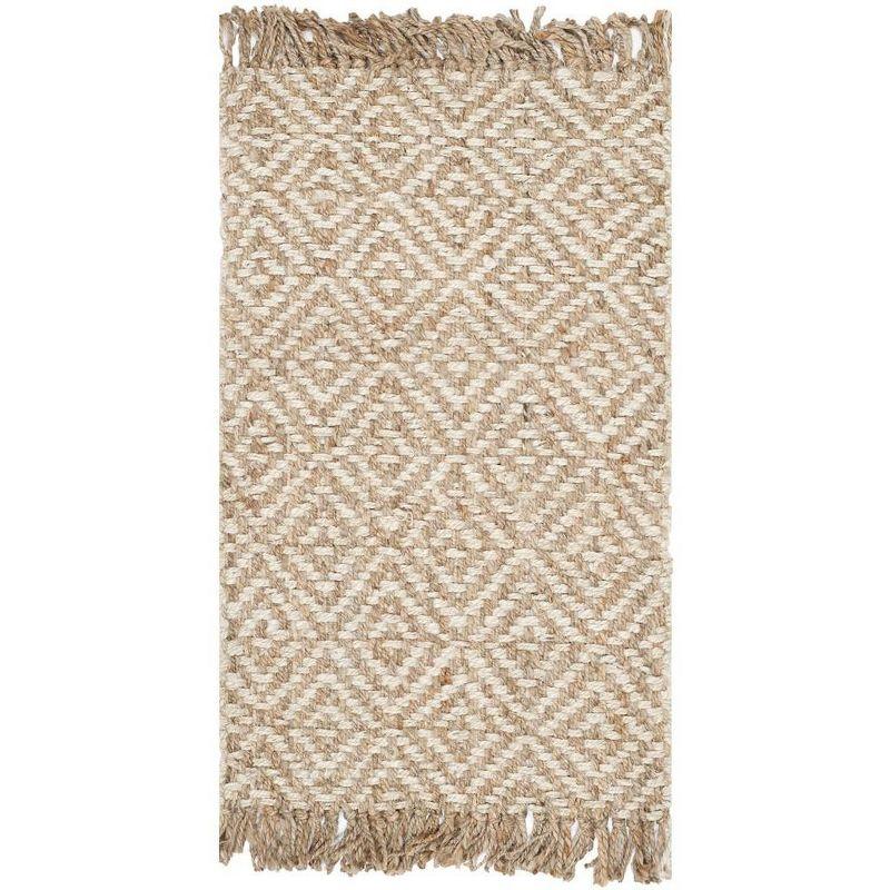 Ivory and Natural Braided Jute Area Rug 2'6" x 4'