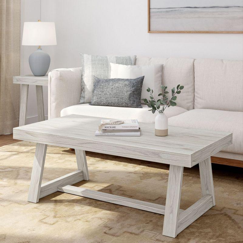 Plank+Beam Farmhouse Coffee Table, 48" Solid Wood Tables for Living Room, Rectangular Center Table