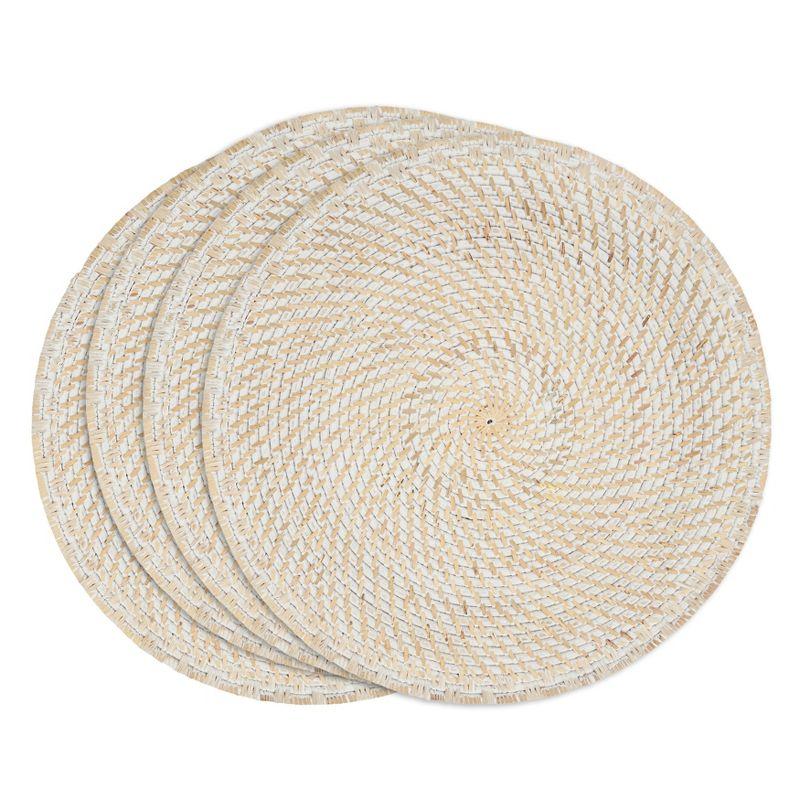 Natural Woven Rattan Round Placemats, Set of 4