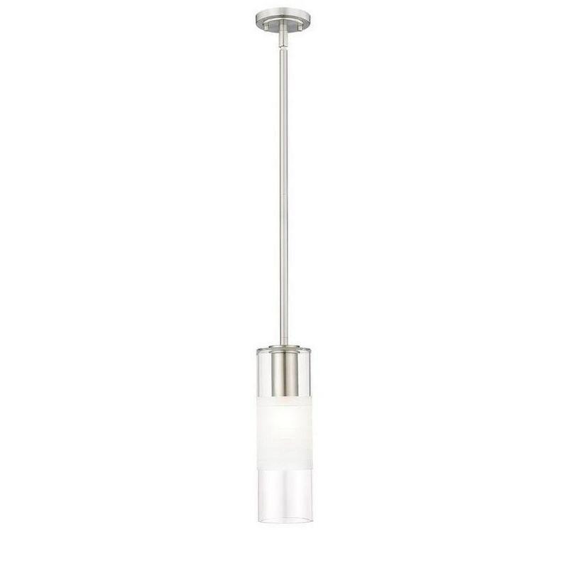 Brushed Nickel Frosted Glass Cylinder Pendant Light