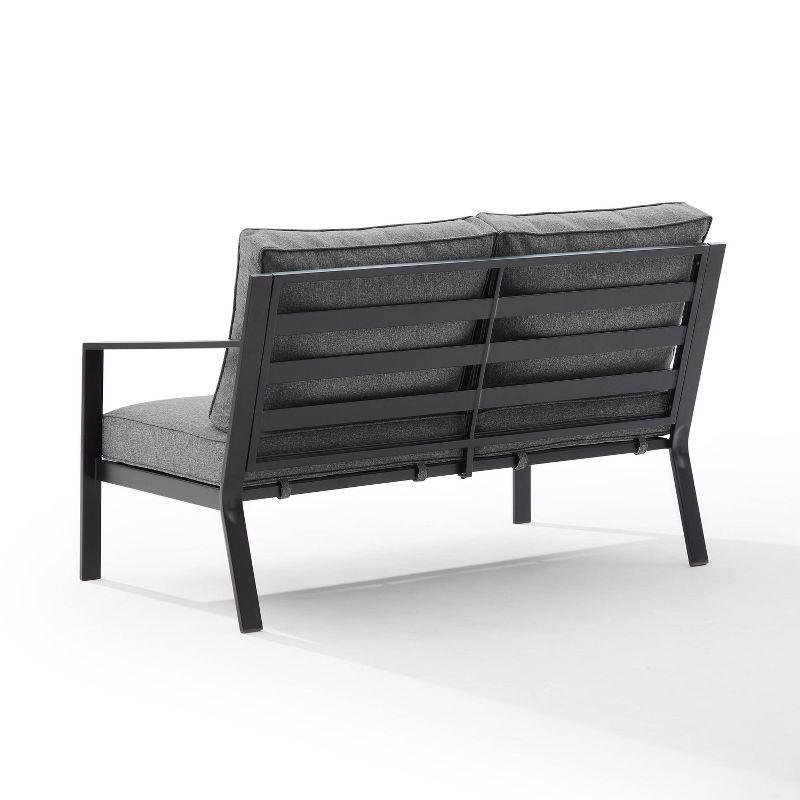 Clark Outdoor Steel Right Side Loveseat Charcoal/Matte Black - Crosley