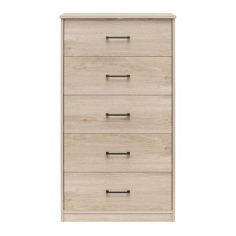 Ameriwood Home BrEZ Build Collection Pearce Tall 5 Drawer Dresser, Light Oak