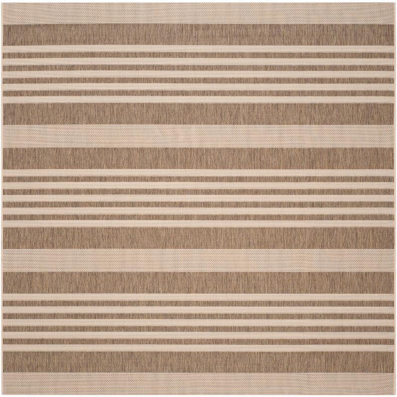 Courtyard CY6062 Power Loomed Indoor/Outdoor Area Rug - Brown/Bone - 5'3"x5'3" - Safavieh.