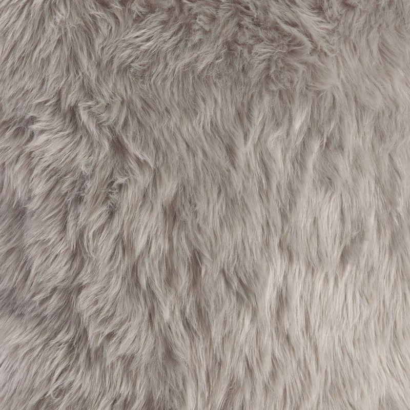 Gray Faux Fur Down Filled Square Throw Pillow