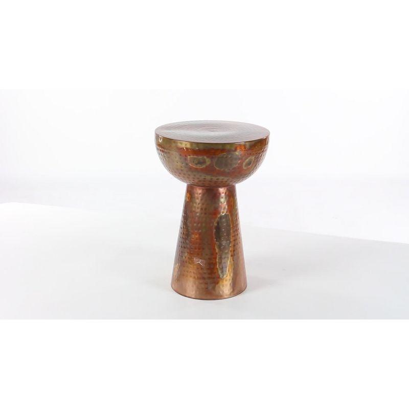 Vintage-Inspired Copper Metal Round Accent Stool - 22.5" x 15.4"