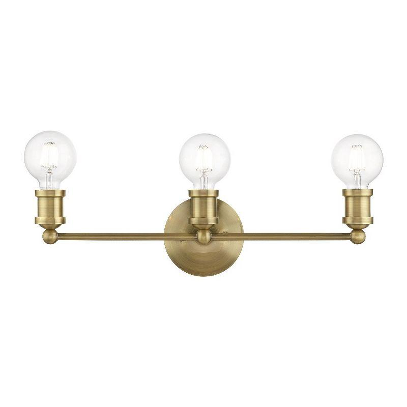 Antique Brass 3-Light Vanity Sconce with Exposed Bulbs