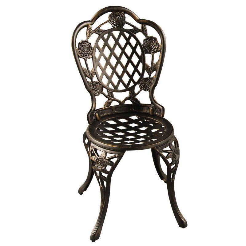 3pc Rose Ornate Traditional Patio Bistro Set - Bronze - Oakland Living: Weather-Resistant Aluminum Furniture