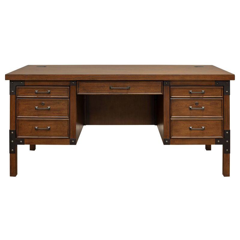 Martin Furniture Addison Half Pedestal Desk Auburn : Sturdy Office Furniture with File Storage, No Assembly Required