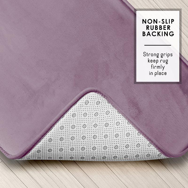 Hearth & Harbor 2 Piece Bathroom Rugs Bath Mat Set, Non-Slip Velvet Memory Foam Bath Mats, Dusty Purple