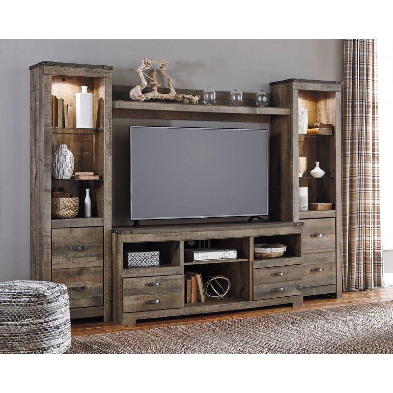 Rustic Brown 104.5'' Transitional Media Center with Metal Accents