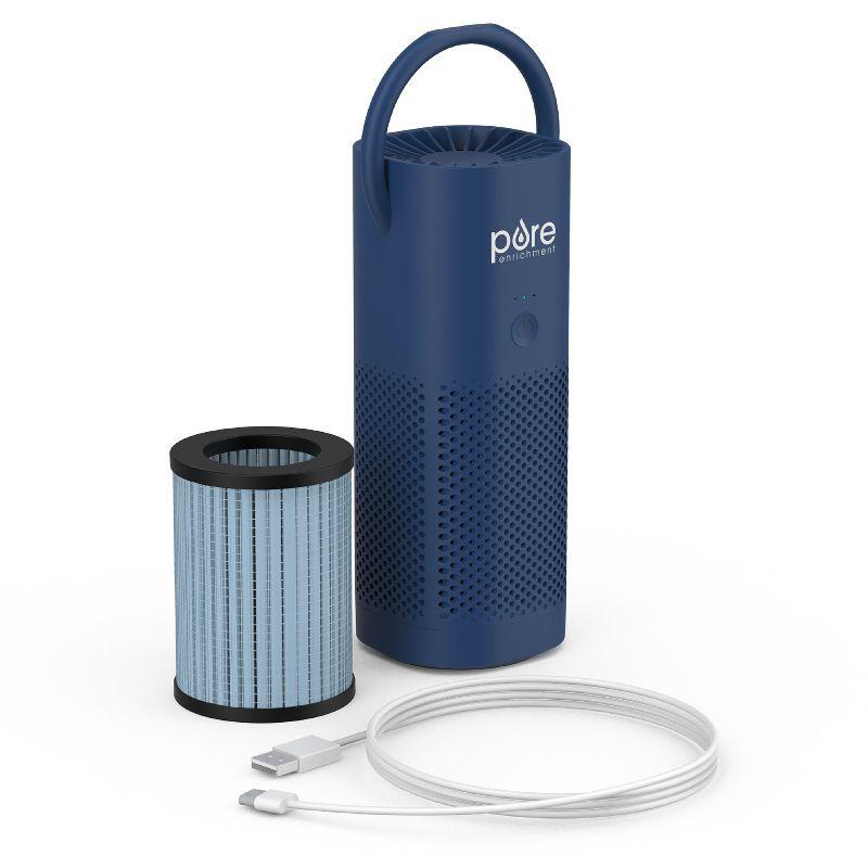 Pure Enrichment Pure Zone Mini Personal Air Purifier Blue: HEPA Filter, USB Powered, Captures Dust & Smoke, 5-Year Warranty